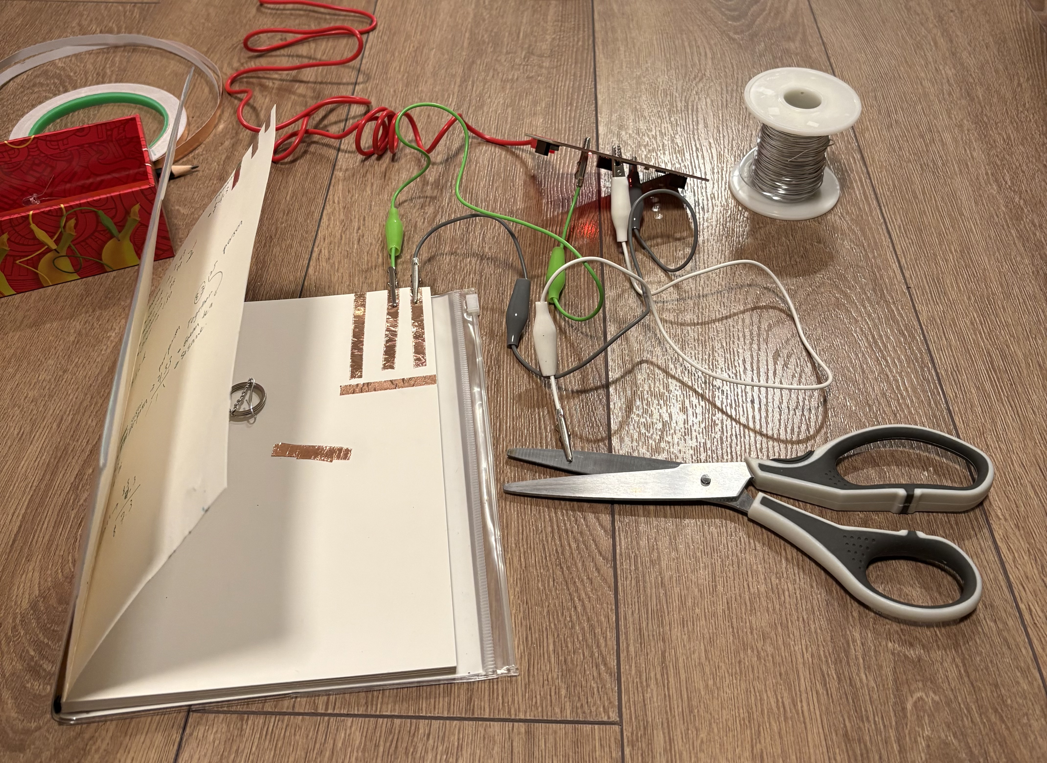 These are the materials for the scissors circuit.